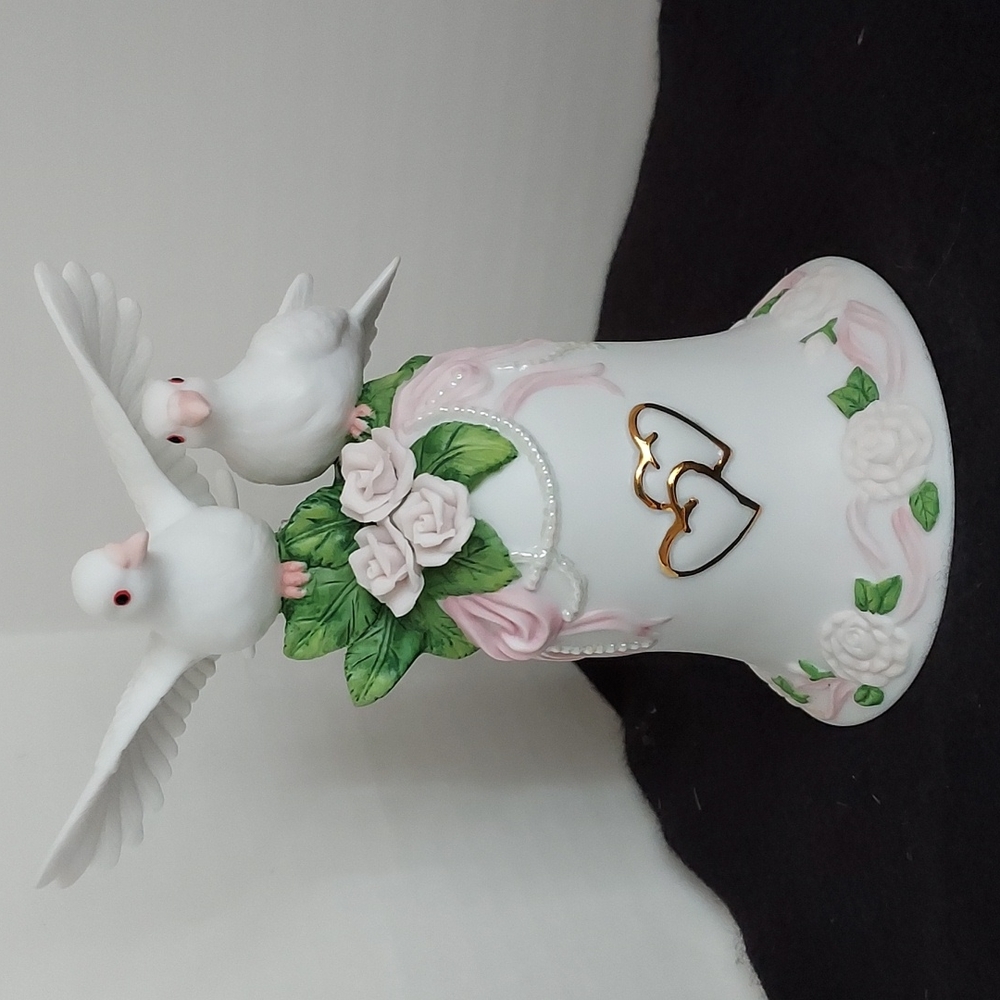 Porcelain Dove/Floral Bell Cake Topper